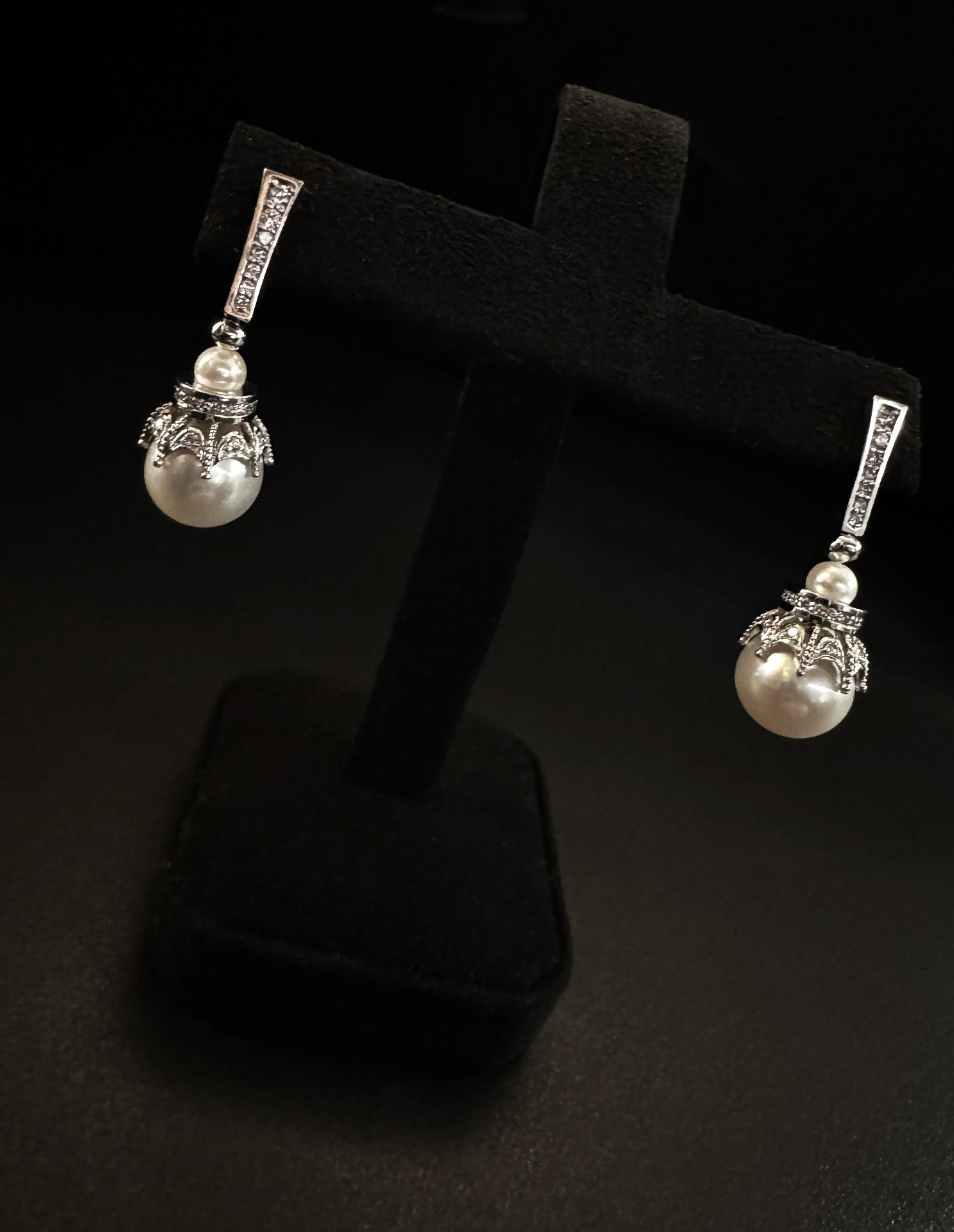 Pendientes con Perlas y Diamantes